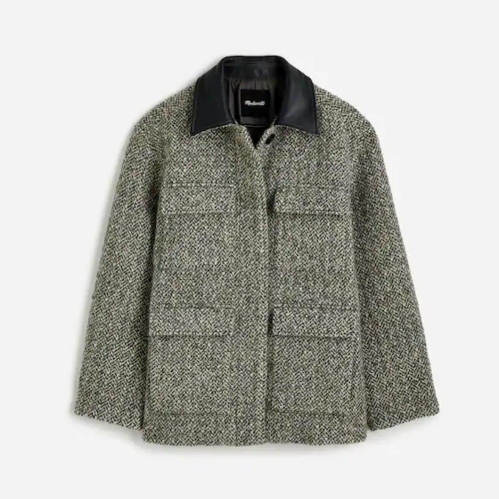 Womens Black and Gray Tweed Jacket Madewell
Leather Collar Field Jacket